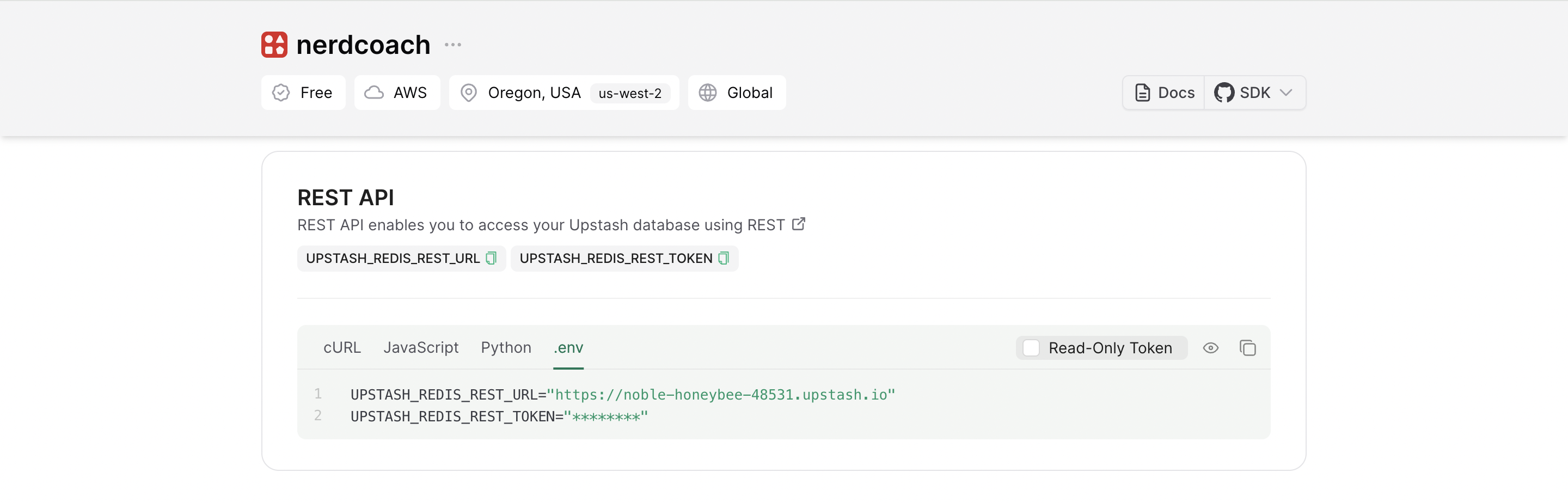 Upstash Redis Environment Variables